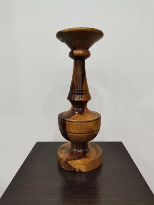 Винтидж дървен свещник – ръчна изработка, масив