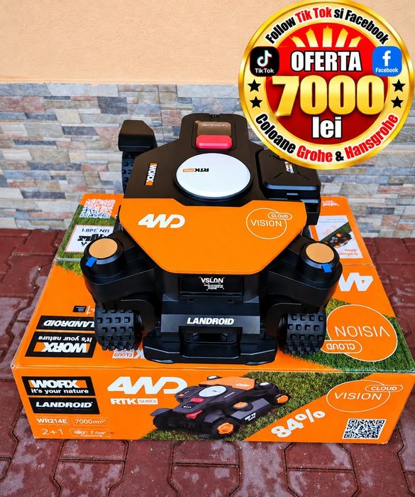 Robot de tuns iarba/gazon Worx Landroid Vision Cloud WR342E 4WD,2000 m² tractiune 4×4