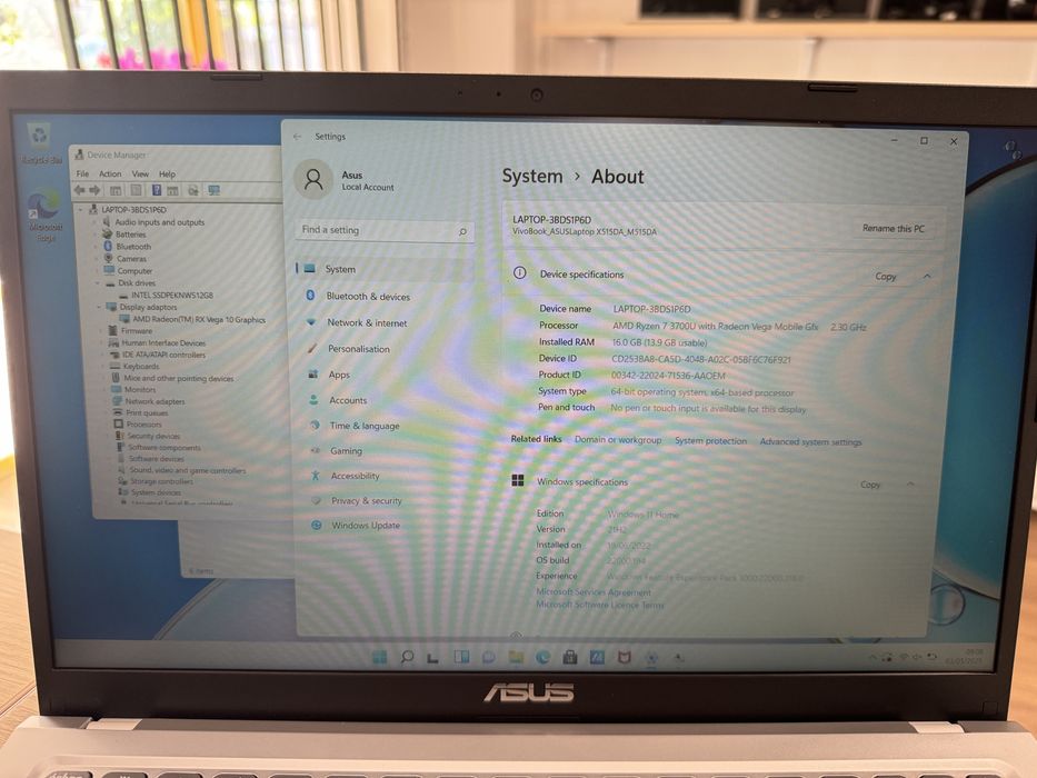 Laptop ASUS Vivobook 15, Ryzen 7 3700U, 16GB/512GB SSD, Silver, NOU!!