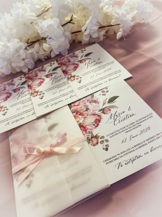 Invitatii, meniuri, plicuri de dar si papetarie pentru nunta