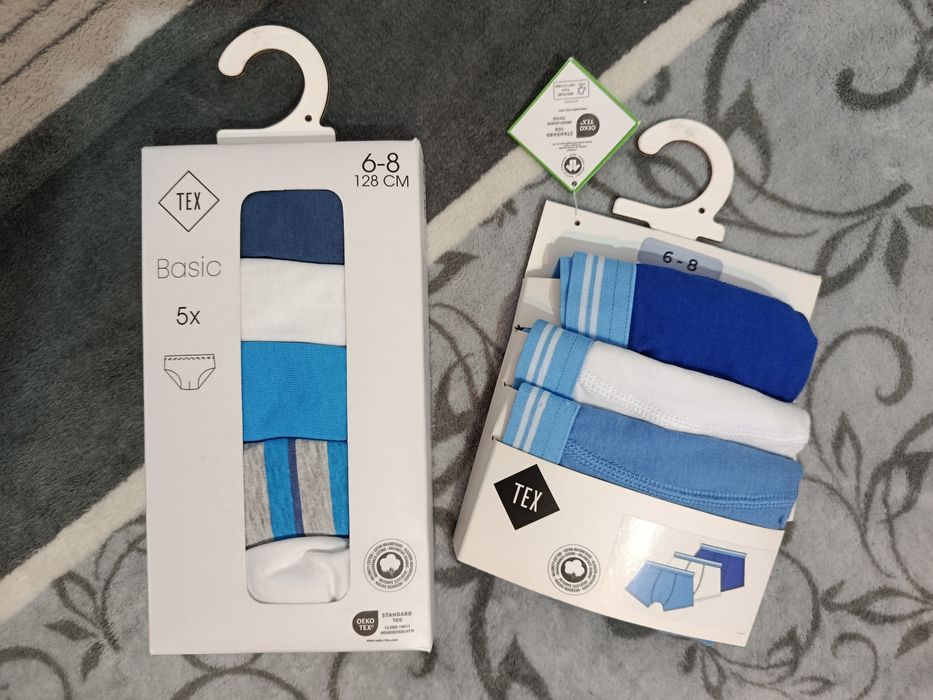 2 seturi noi de boxeri chiloți bumbac 8 bucăți pentru băieți varsta 6-8 ani mărimea 122/128