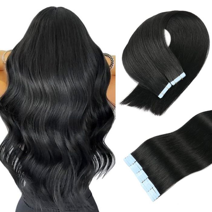 Extensii banda tape on negru 50 cm par rusesc 1 set