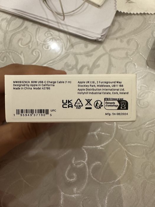 Новый, Оригинальный кабель USB-C (type-C) Apple