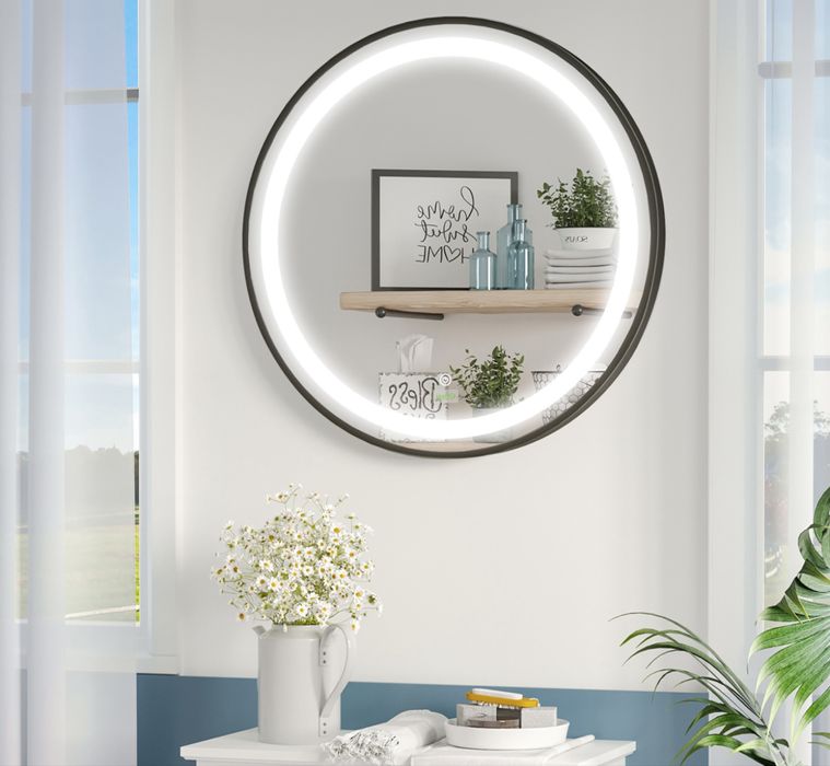 Кръгло LED огледало за баня kleankin