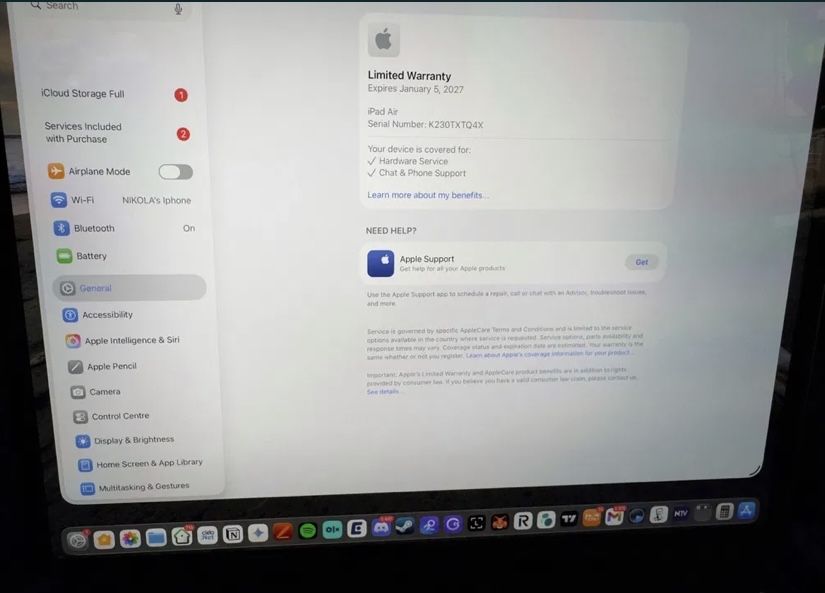 Перфектен * Apple - iPad Air M3, 13'', 2025, 8GB/128GB, Space Grey *