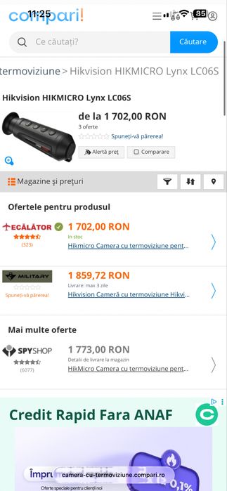 Monocular cu vedere termica  Lynx LC06S, HIKMICRO, 4x zoom digital
