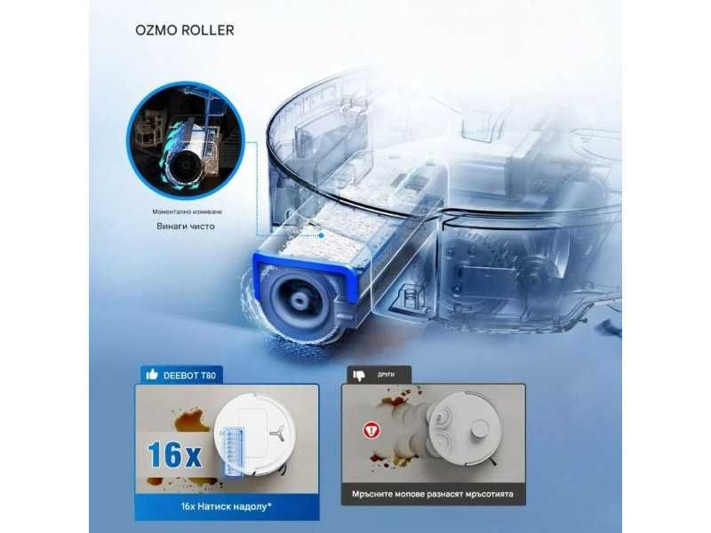Робот Прахосмукачка с Моп ECOVACS Deebot T80 OMNI, 18 000 Pa