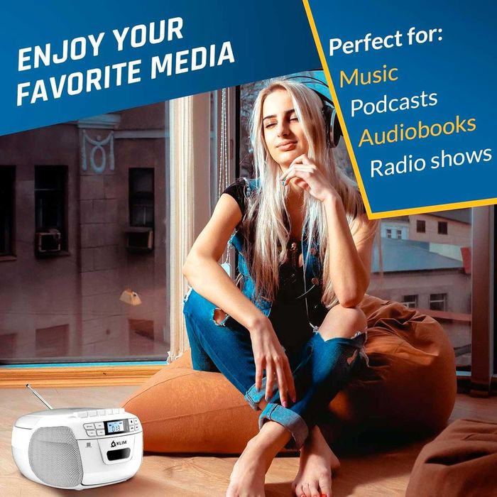 KLIM CD плейър с касетофон и рекордер, AM/FM радио, USB, Bluetooth