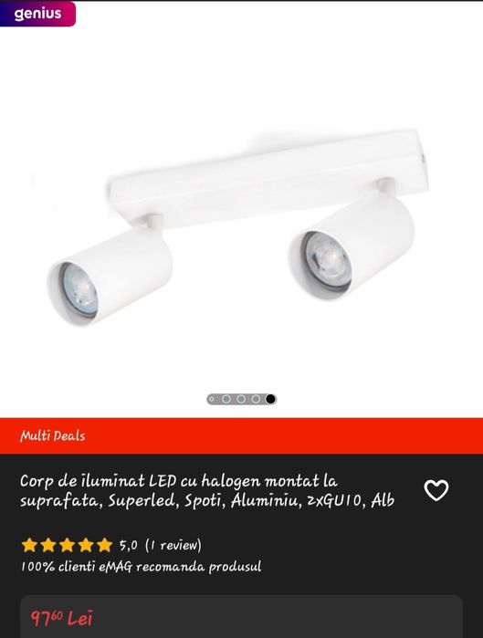 Lustra, spot led aluminiu, nou