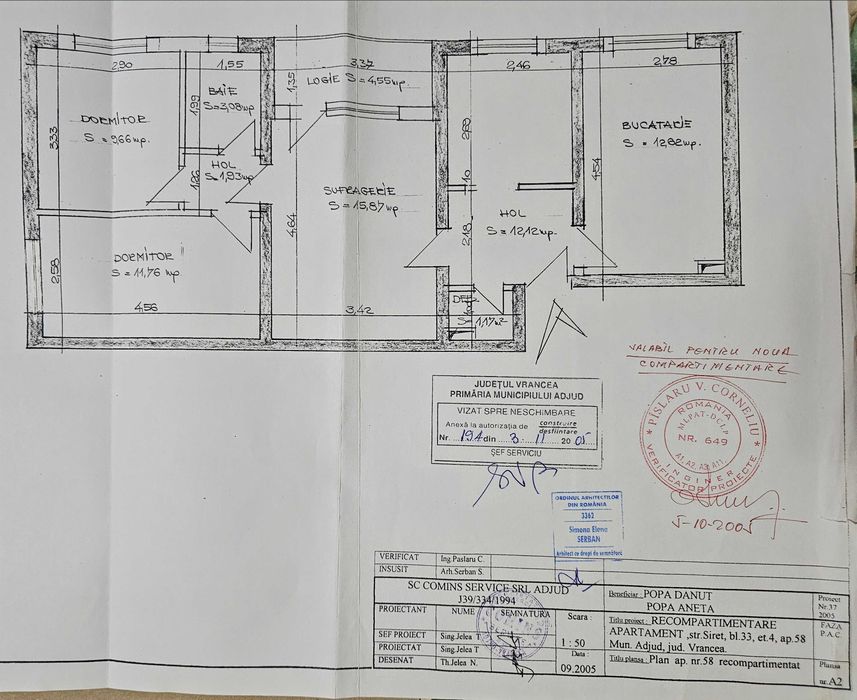 Vând apartament în mun. Adjud, jud. Vrancea