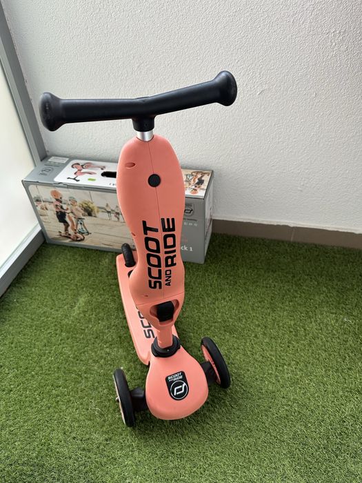 Trotinetă copii 2in1 premium Scoot & Ride HighwayKick 1 Peach