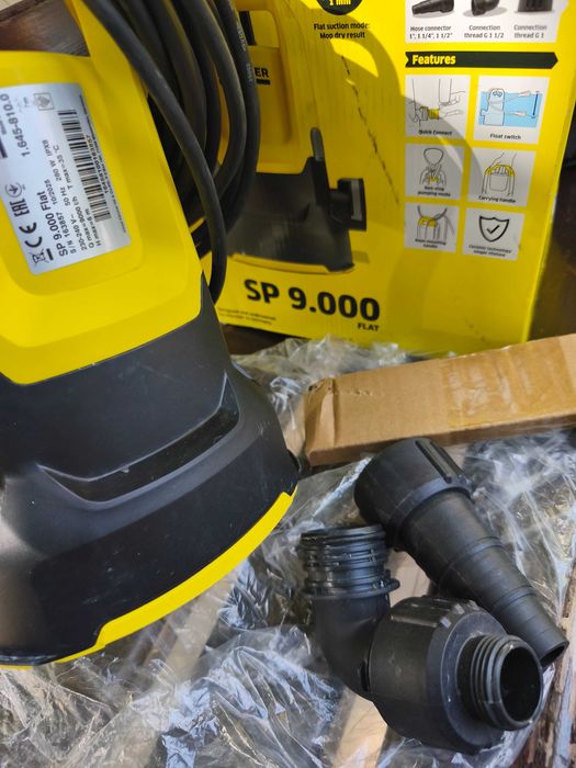 Нова Потопяема дренажна помпа за отводняване на мазета, басейни и др. Karcher SP 9.000 Flat (280W / 9000 l/h)