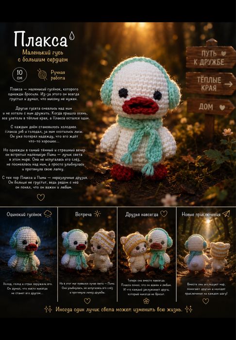 Вязанная игрушка гуся Плакса