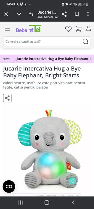 Jucarie interactiva Elefant cu melodii și lumini
