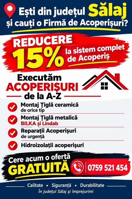 Acoperișuri BILKA Zalau Reparații Acoperișuri Montaj Tabla