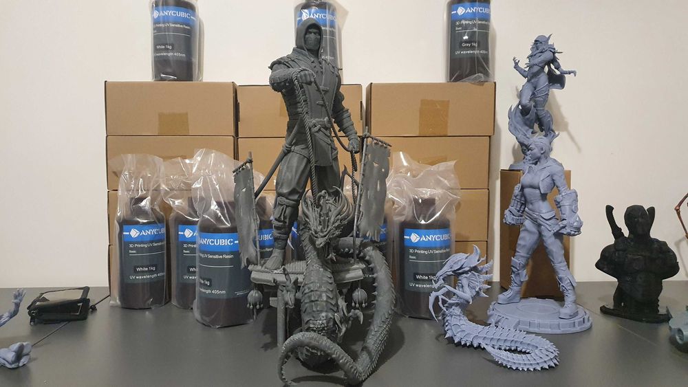 3D Resin / Смола 1л. Anycubic за SLA 3D принтер - сиво, черно и бяло