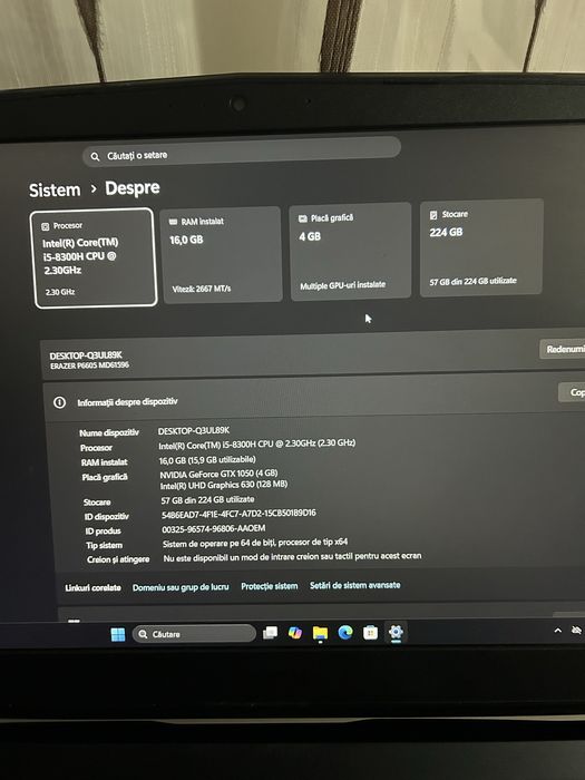 Laptop gaming| i5gen8| 16gb ram ddr4| GTX1050 4gb| ssd 256 baterie noua
