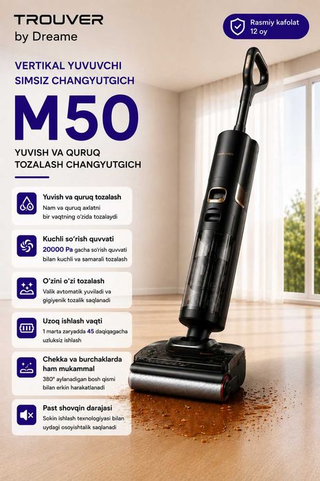 TROUVER M50 Vertikal yuvuvchi pilesos