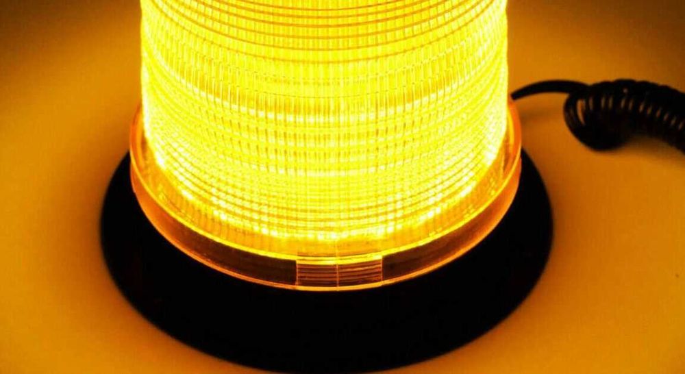 Girofar cu Efect de rotatie, cu magnet 12-30 VDC, Galben 48 LED Nou