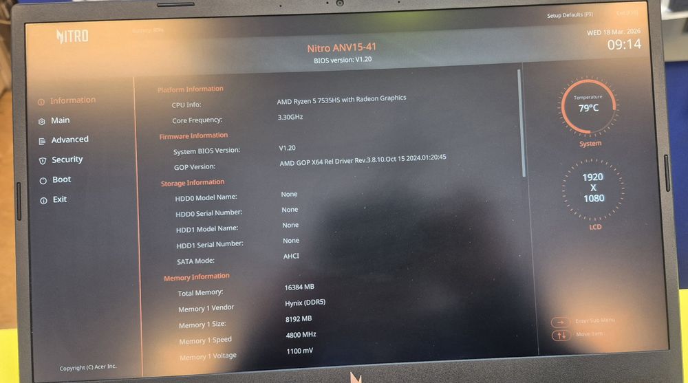 Laptop gaming Acer Nitro 165Hz RTX 4050 16GB DDR5 Full Box