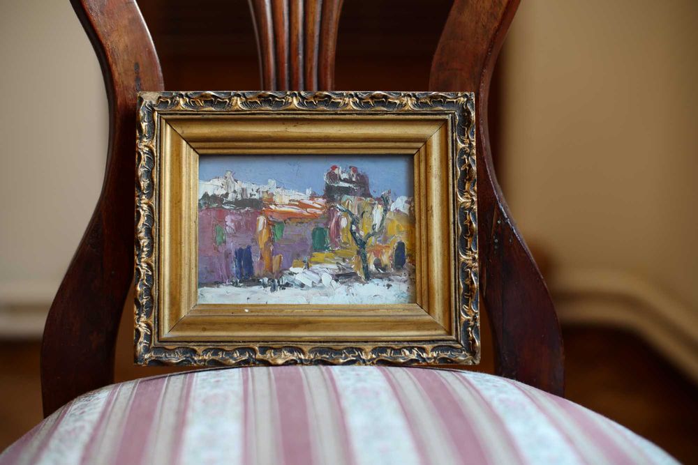 Pictură în ulei, autor neidentificat 14 x 9,5 cm