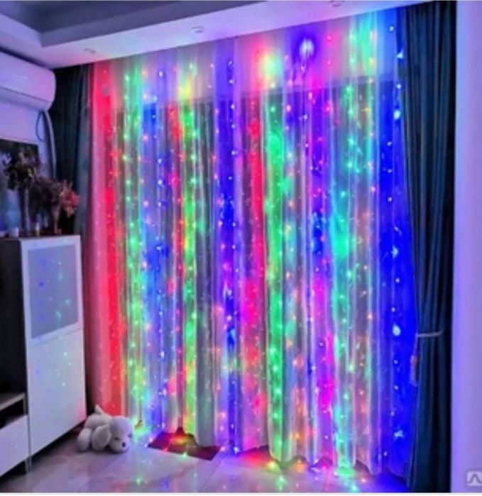 Гирлянда-водопад, шторка (разноцветный))