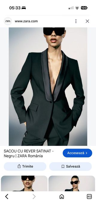 Sacou Zara rever satinat S negru
