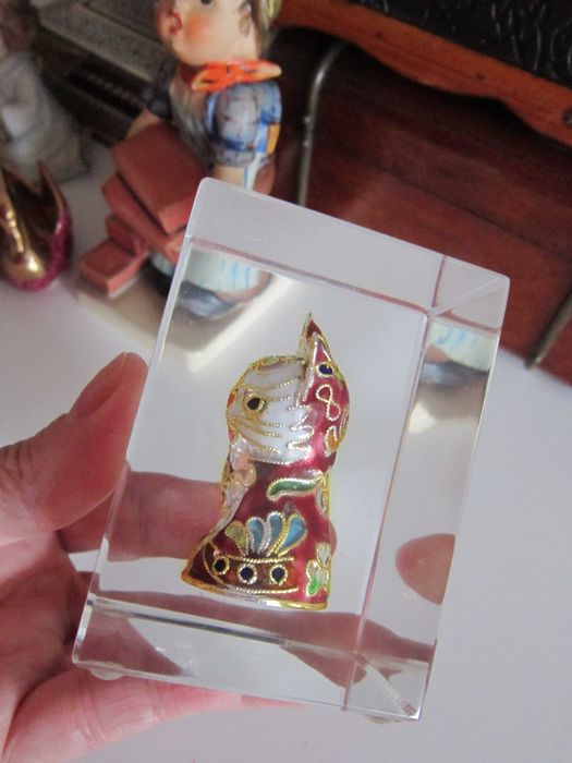 cadou deosebit rar Japonia 1990 Kutani Lucky Cat  handmade Paperweight