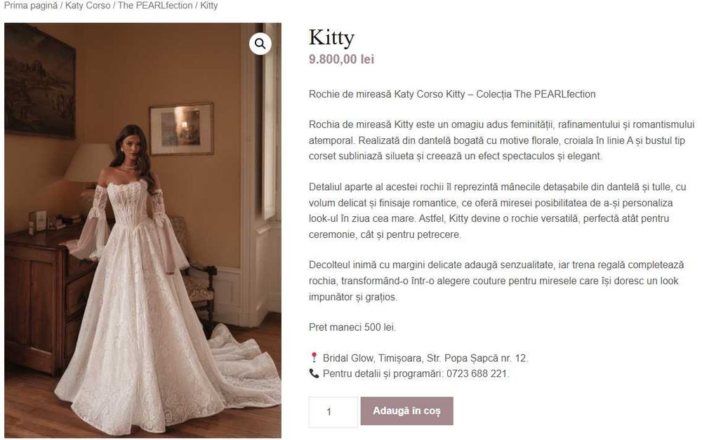 Rochie de mireasa KATY KORSO, model KITTY, colectia 2026 The PEARLfection