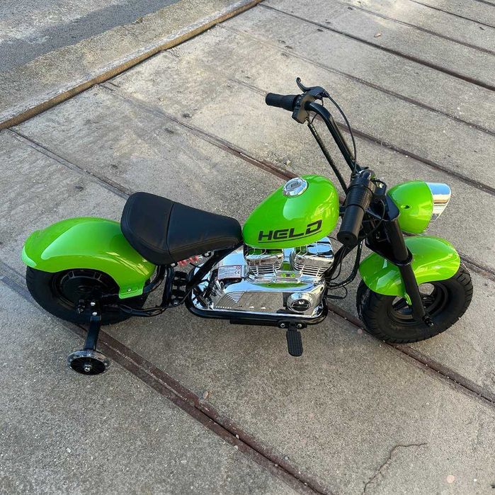 Motocicleta Kinderauto Old School 300W 24V roti moi gonflabile Green