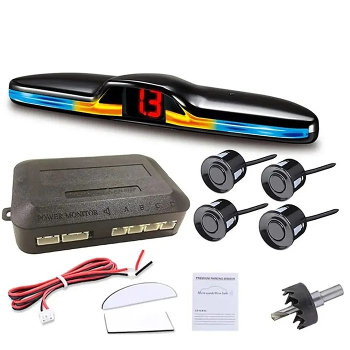Парктроник с LED мини дисплей, с 4 черни сензора и LED SLIM дисплей