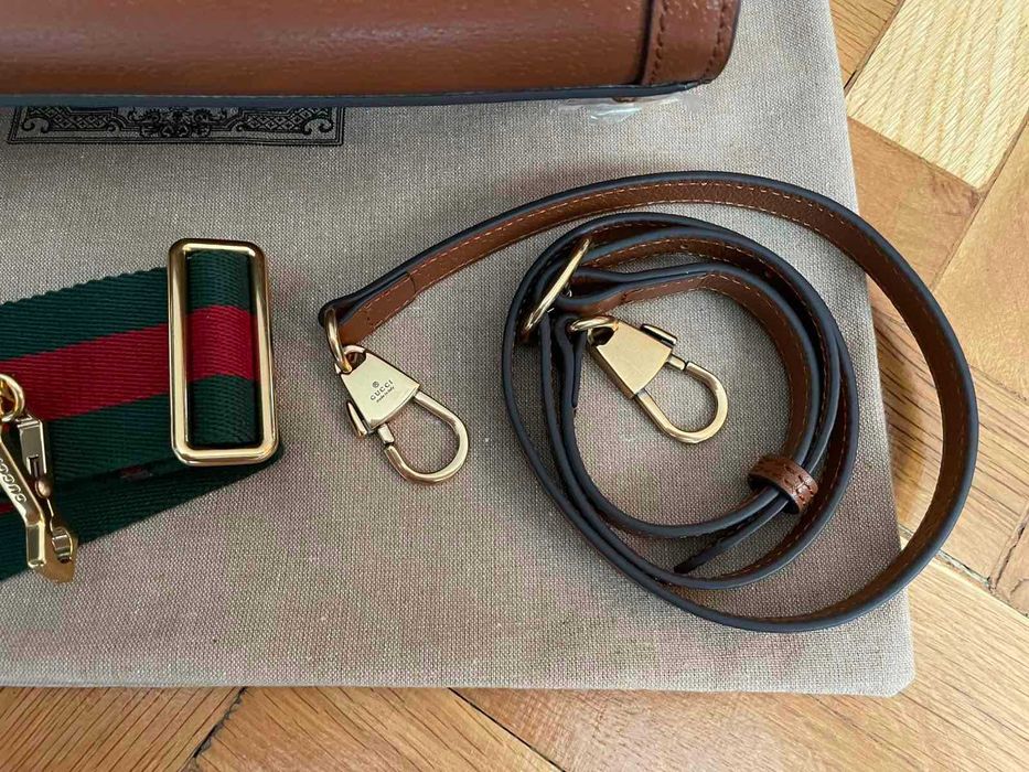 Дамска чанта Gucci Гучи Diana Кафява Кожа Бамбук Златно Gold GG Лого