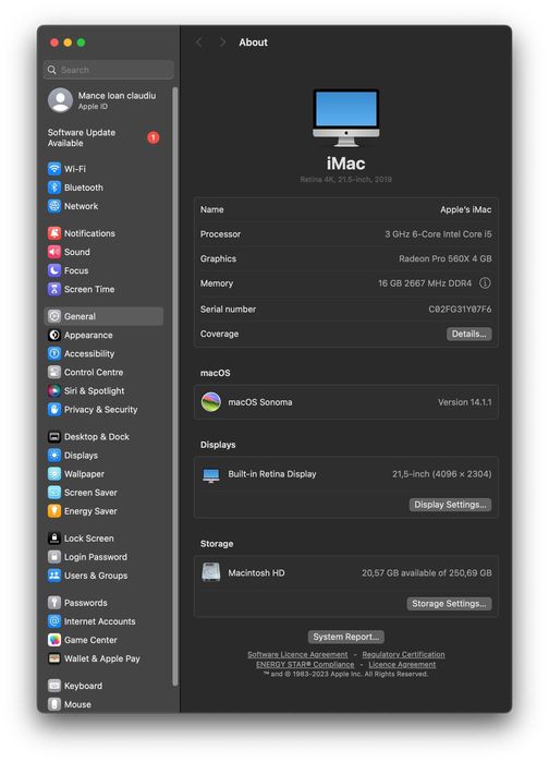 Apple Imac Retina  4k 21.5 inch 2029