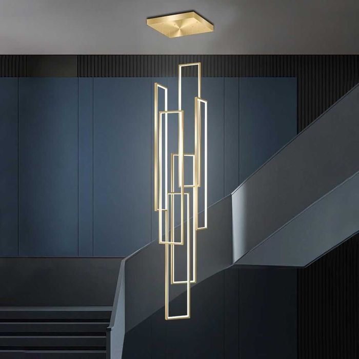 Модерна LED ЛЕД висяща лампа, геометрична полилей таванна стълби