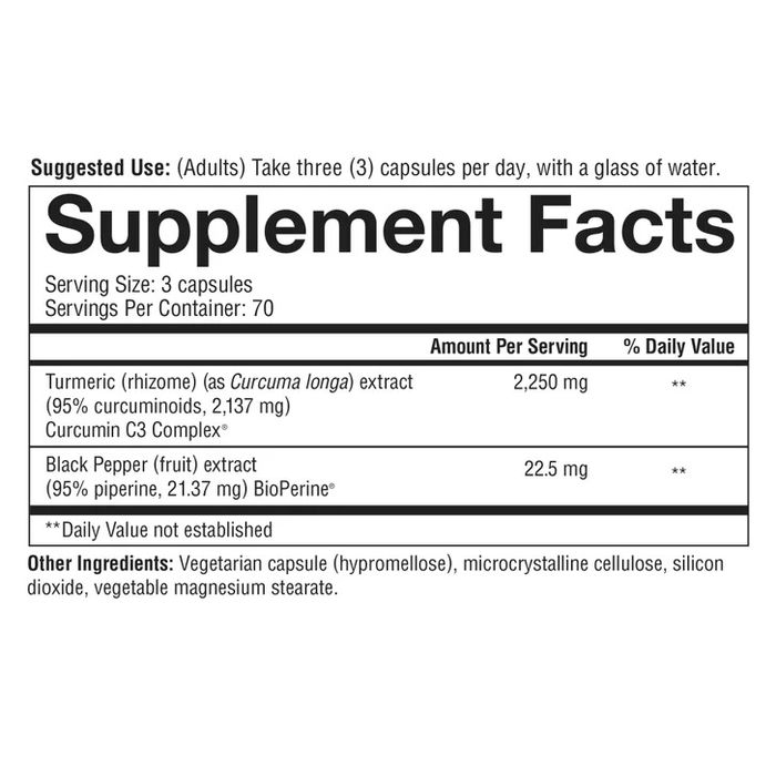 Youtheory Turmeric, Куркума с чёрным перецем  210 веганский капсулы