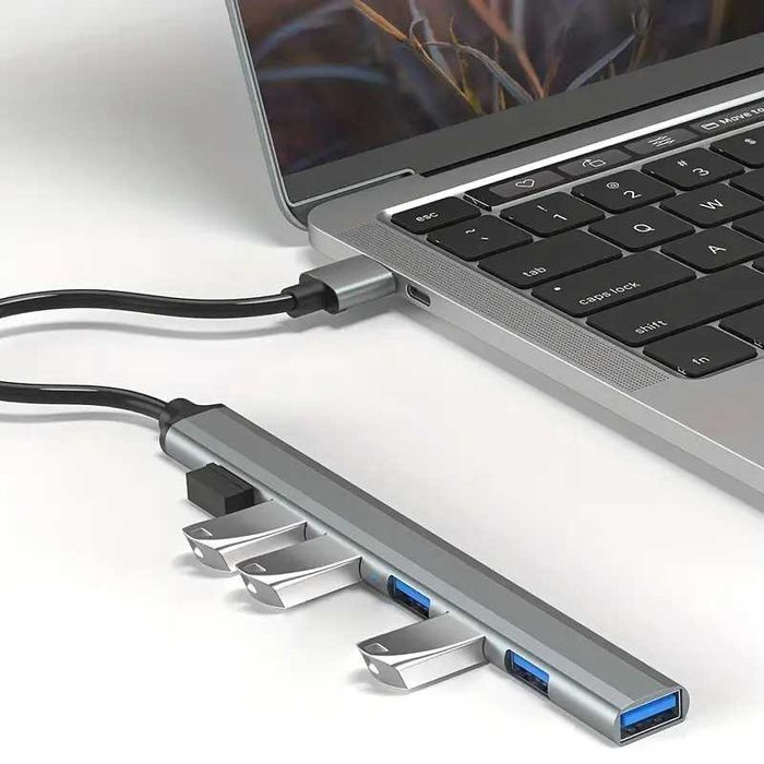 USB 3.0 Хъб с 7 Порта - Ултра-Тънък Алуминиев