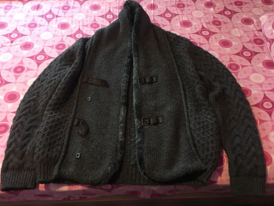 Haina lana cu guler de blana geaca hanorac Zara Man