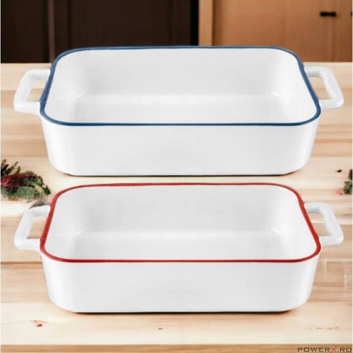 Vas termorezistent din ceramica dreptunghilar pentru cuptor, 33 cm,