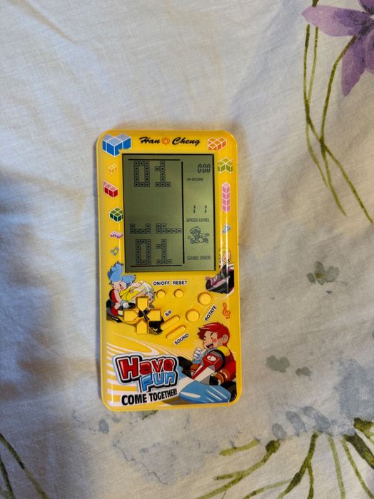 Тетрис игрова конзола BonsMar, голям екран 4.1 инча, Жълт цвят, 8x16см