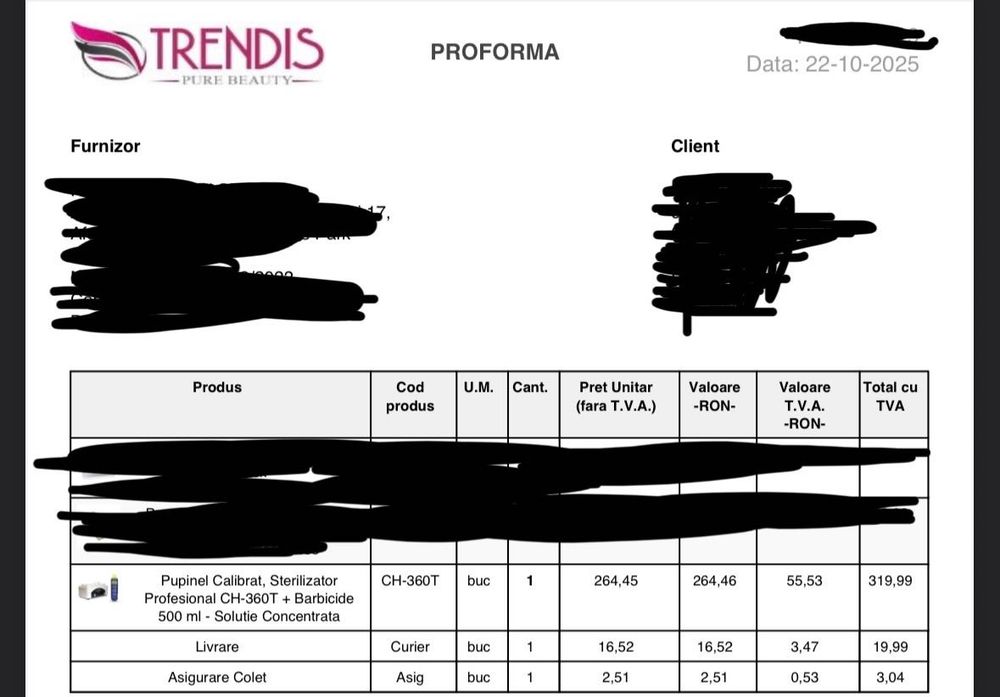 Sterilizator Pupinel Profesional CH-360T + certificat calibrare