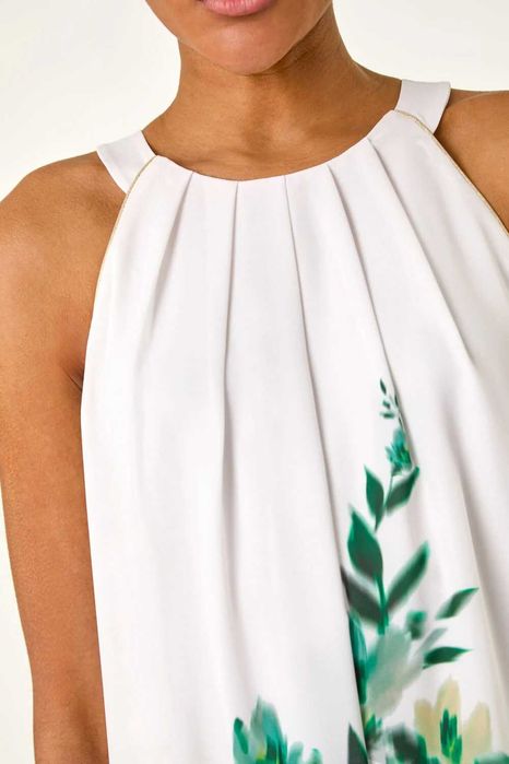 Рокля ROMAN - в зелено, флорални мотиви