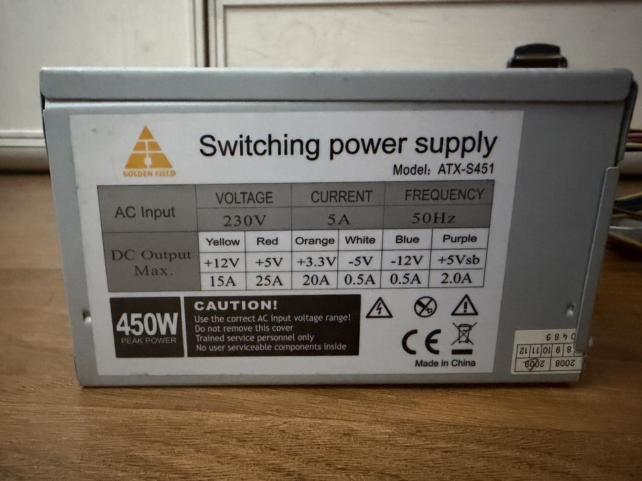 Блок Питания Golden Field 450W