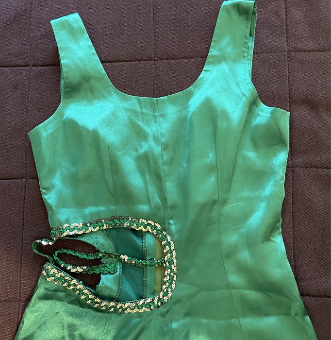 Salopeta verde din satin