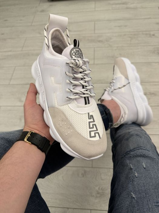 Adidasi Barbati Versace Chain Reaction Full Alb!