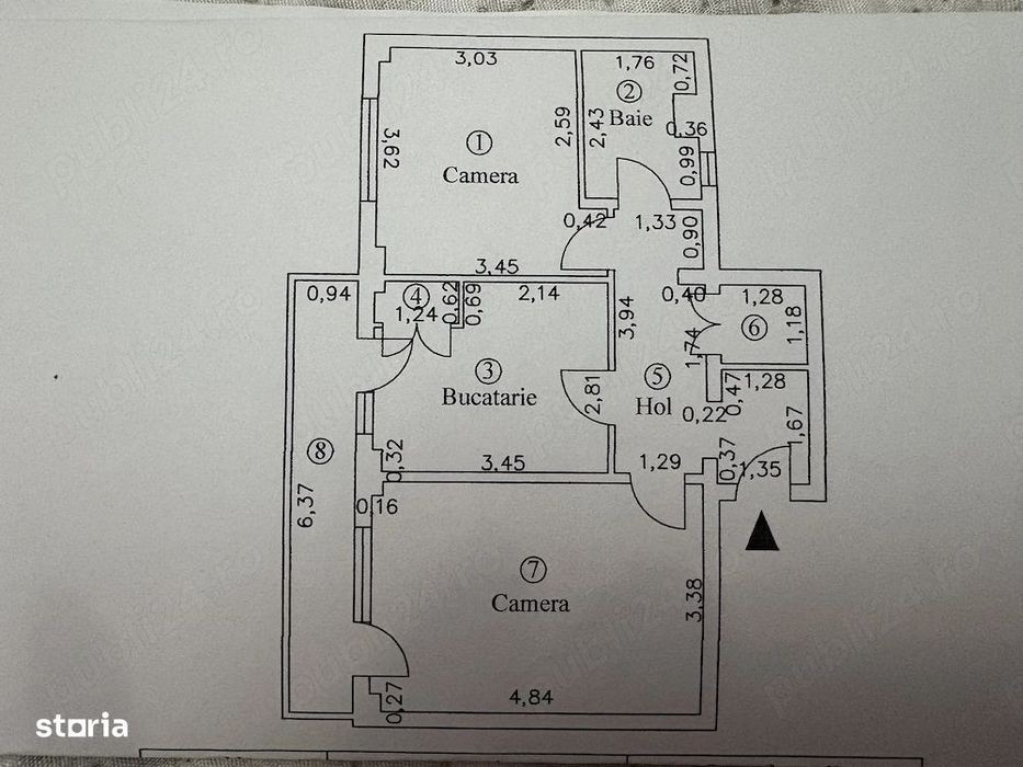 Ap  2 cam, conf 1, decomandat, Vidin, etaj 3, LIBER