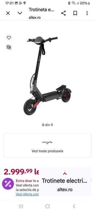 Vind trotinetă Electrică MYRIA  nou 2 ani garanție