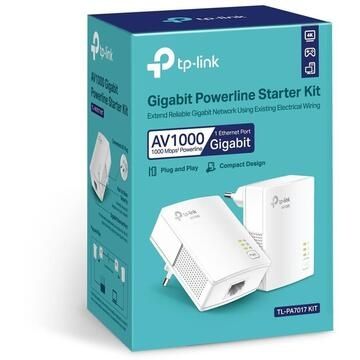 Adaptor PowerLan TP-LINK AV1000 (TL-PA7017)  Gigabit Powerline Starter Kit
