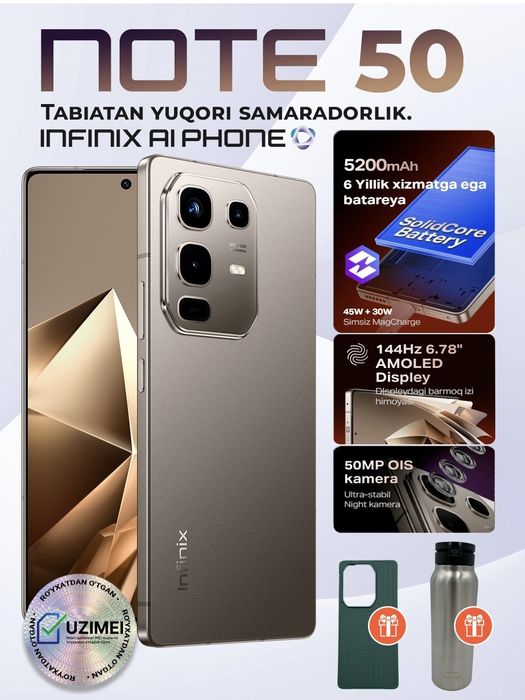Infinix NOTE 50 2026 New Super Skidka+Garantiya+Dastavka