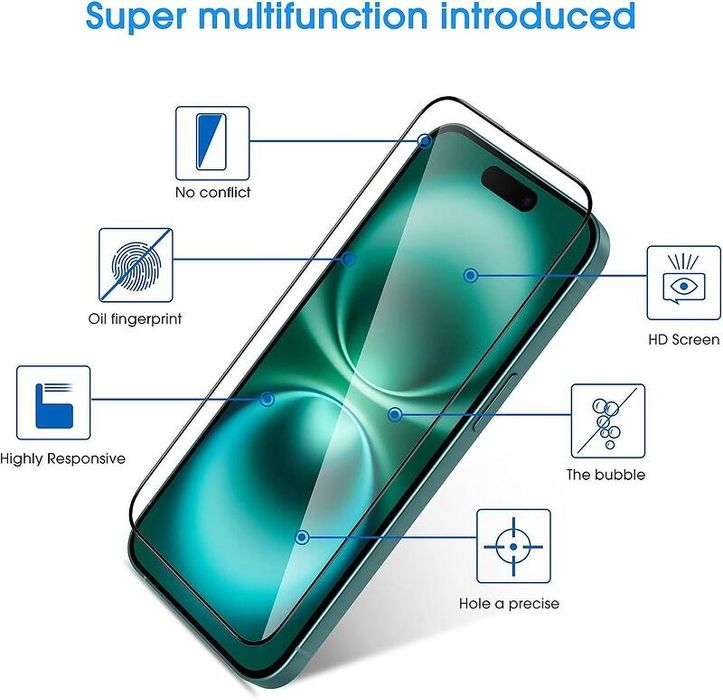 iPhone 16 / 16 Pro - 5D Стъклен Протектор за Дисплей