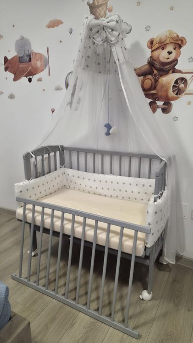 Pătuț Waldin,Bedside 2in1 ,90cm ×55